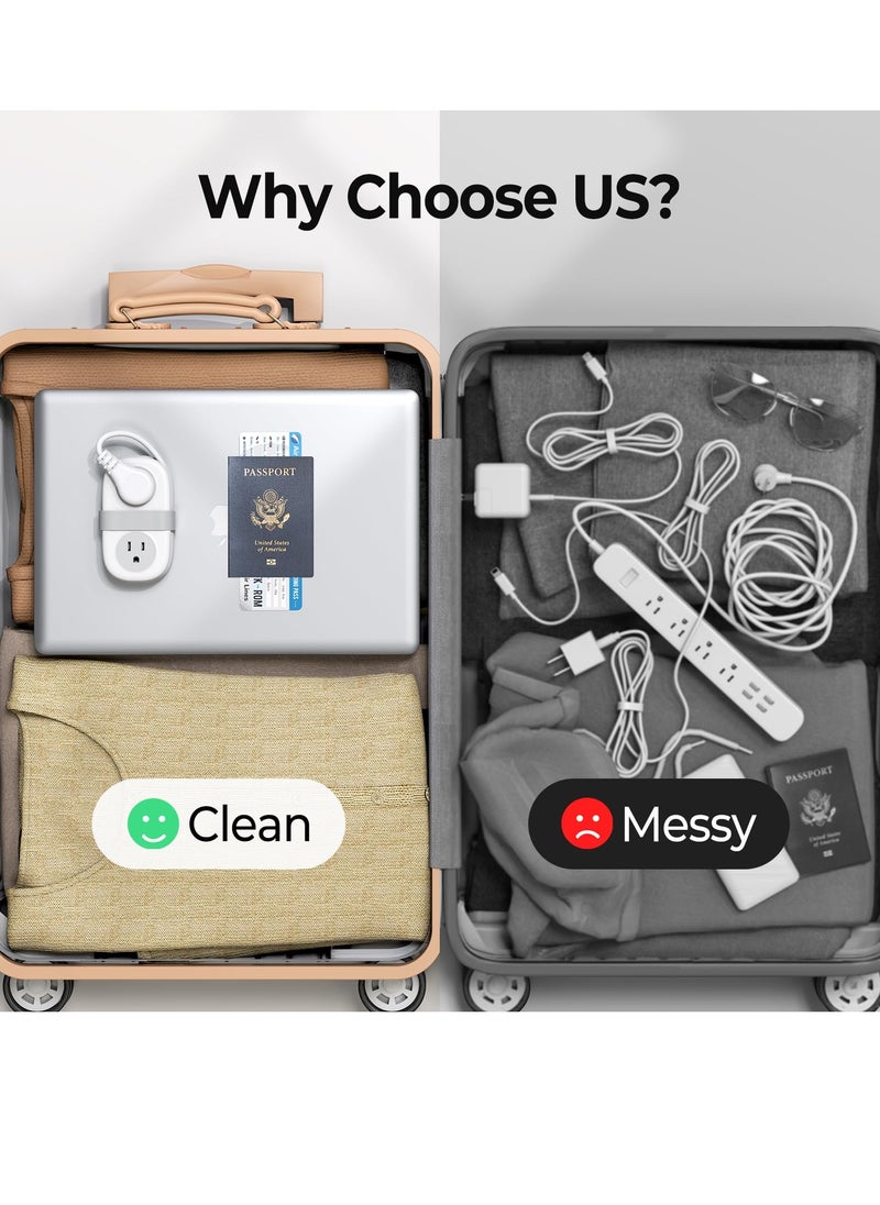 أوريكو سفر قطاع الطاقة، 4 منافذ 3 USB منافذ (1 USB C) مع 4FT مغلفة شريط تمديد قصير قطاع الطاقة الصغيرة، قطاع الطاقة صغير الحجم للفنادق السفر أساسات السياحة السياحة معتمد قطاع الطاقة  - Image 2