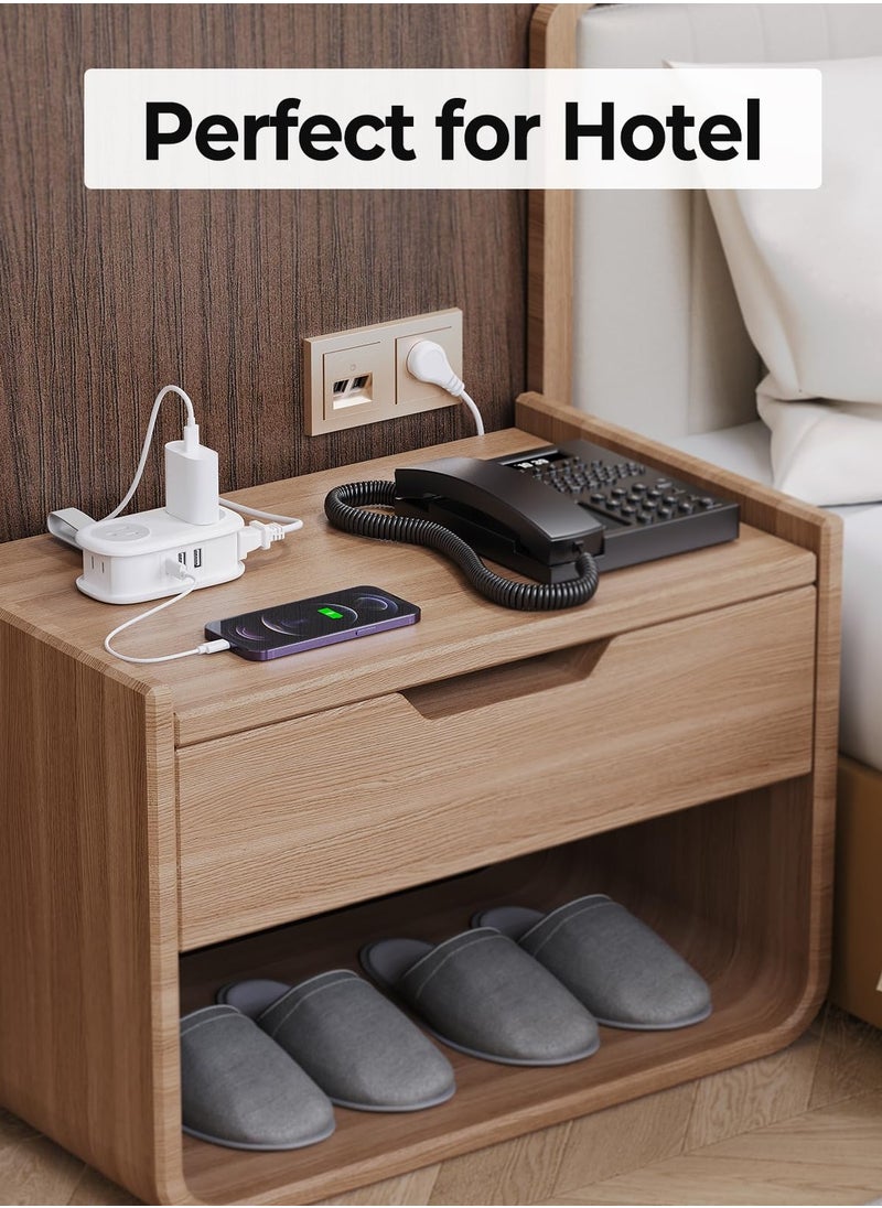 أوريكو سفر قطاع الطاقة، 4 منافذ 3 USB منافذ (1 USB C) مع 4FT مغلفة شريط تمديد قصير قطاع الطاقة الصغيرة، قطاع الطاقة صغير الحجم للفنادق السفر أساسات السياحة السياحة معتمد قطاع الطاقة  - Image 5