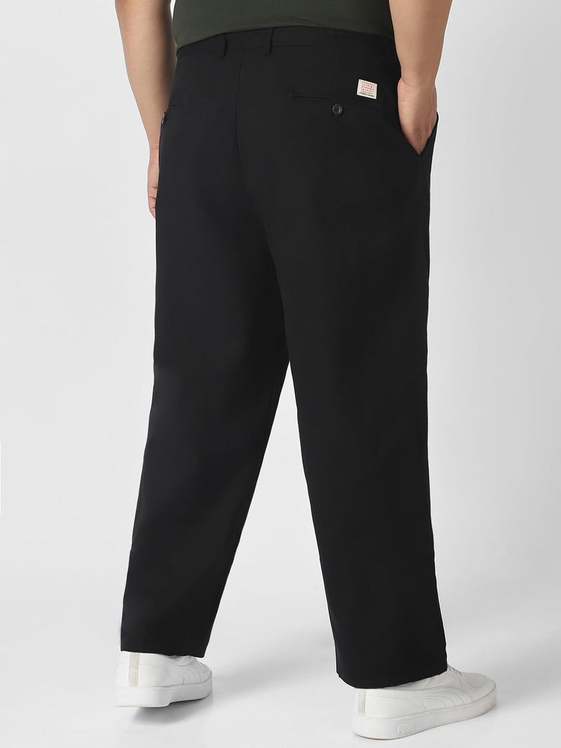 Urbano Fashion Urbano Plus Men's Black Loose Baggy Fit Solid Chino Trousers Non-Stretchable - Image 3