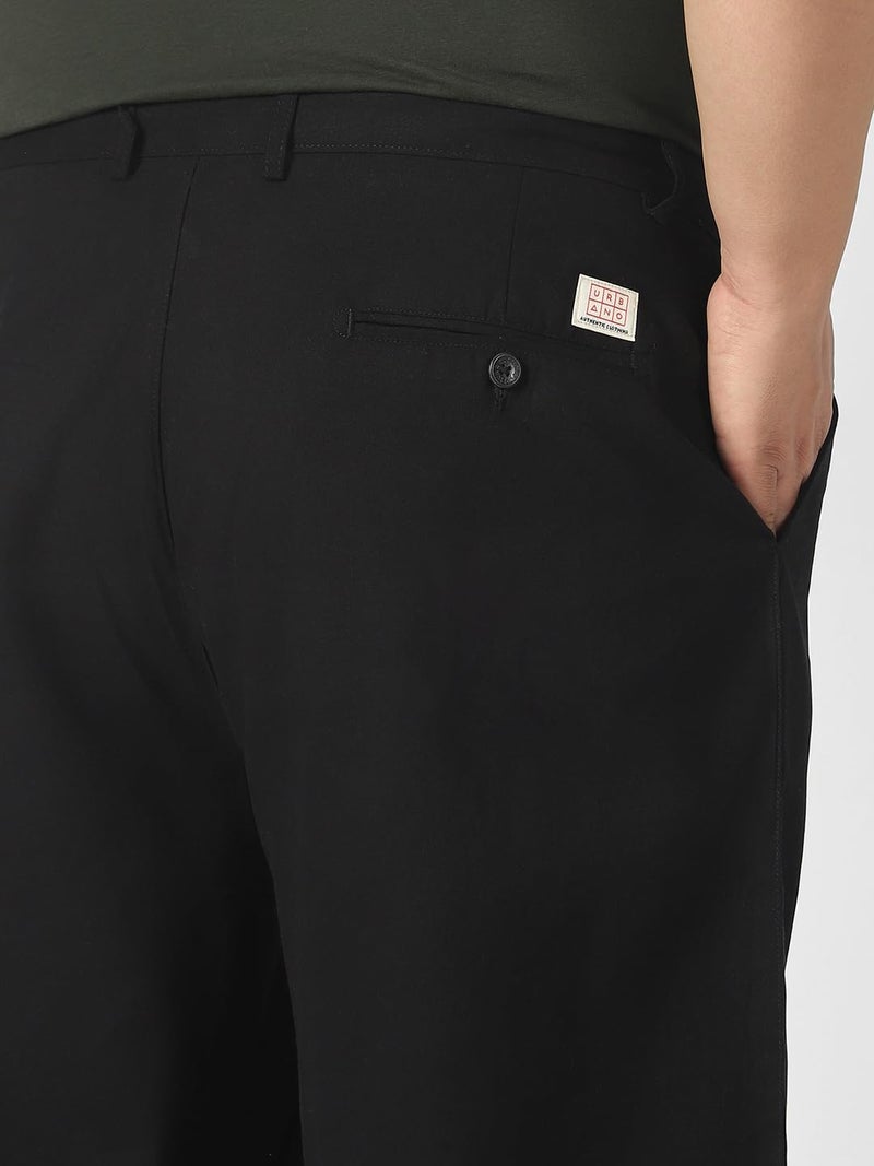 Urbano Fashion Urbano Plus Men's Black Loose Baggy Fit Solid Chino Trousers Non-Stretchable - Image 5