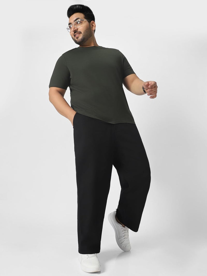 Urbano Fashion Urbano Plus Men's Black Loose Baggy Fit Solid Chino Trousers Non-Stretchable - Image 4