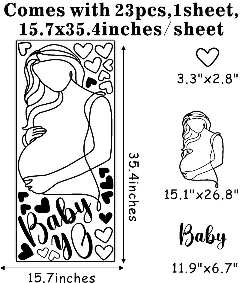 THEYGE Pregnancy Baby Wall Decal Oh Baby Sign Decals for Backdrop Pregnant Woman Art Line Decal Baby Shower Party Decorations Gender Reveal Arch Balloon Decor Boy Or Girl Stickers Mom Theme Party Decor - Image 5