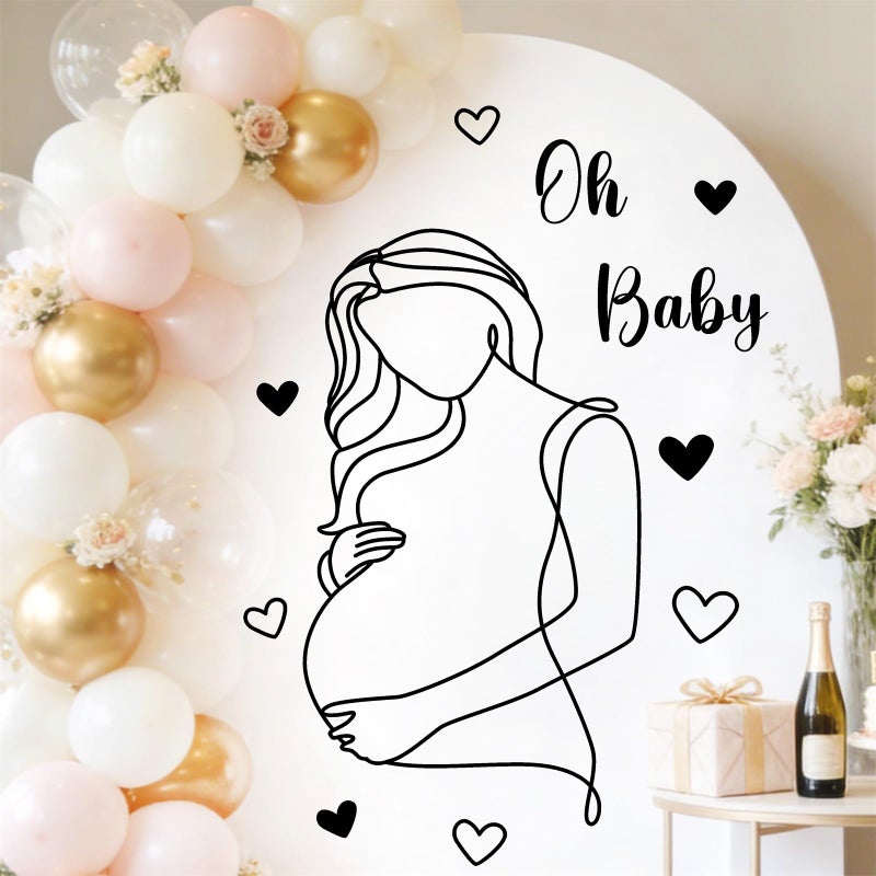 THEYGE Pregnancy Baby Wall Decal Oh Baby Sign Decals for Backdrop Pregnant Woman Art Line Decal Baby Shower Party Decorations Gender Reveal Arch Balloon Decor Boy Or Girl Stickers Mom Theme Party Decor - Image 4