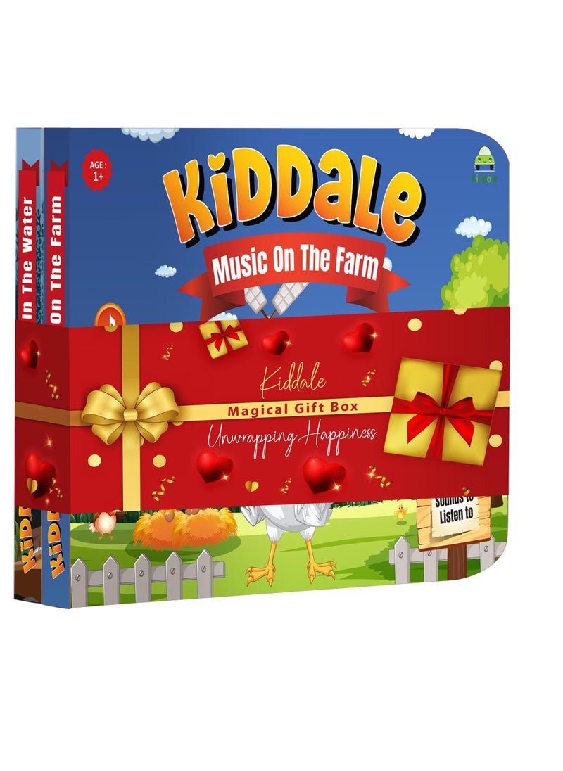 Kiddale Pack of 2 Musical Farm Animals Nursery Rhymes and Aquatic Animals Rhymes Sound Book for 1+ Year Old|Interactive Touch n Play Sound Book|Learning & Education for 1-3 Years Old|Sing Along Books  - Image 1