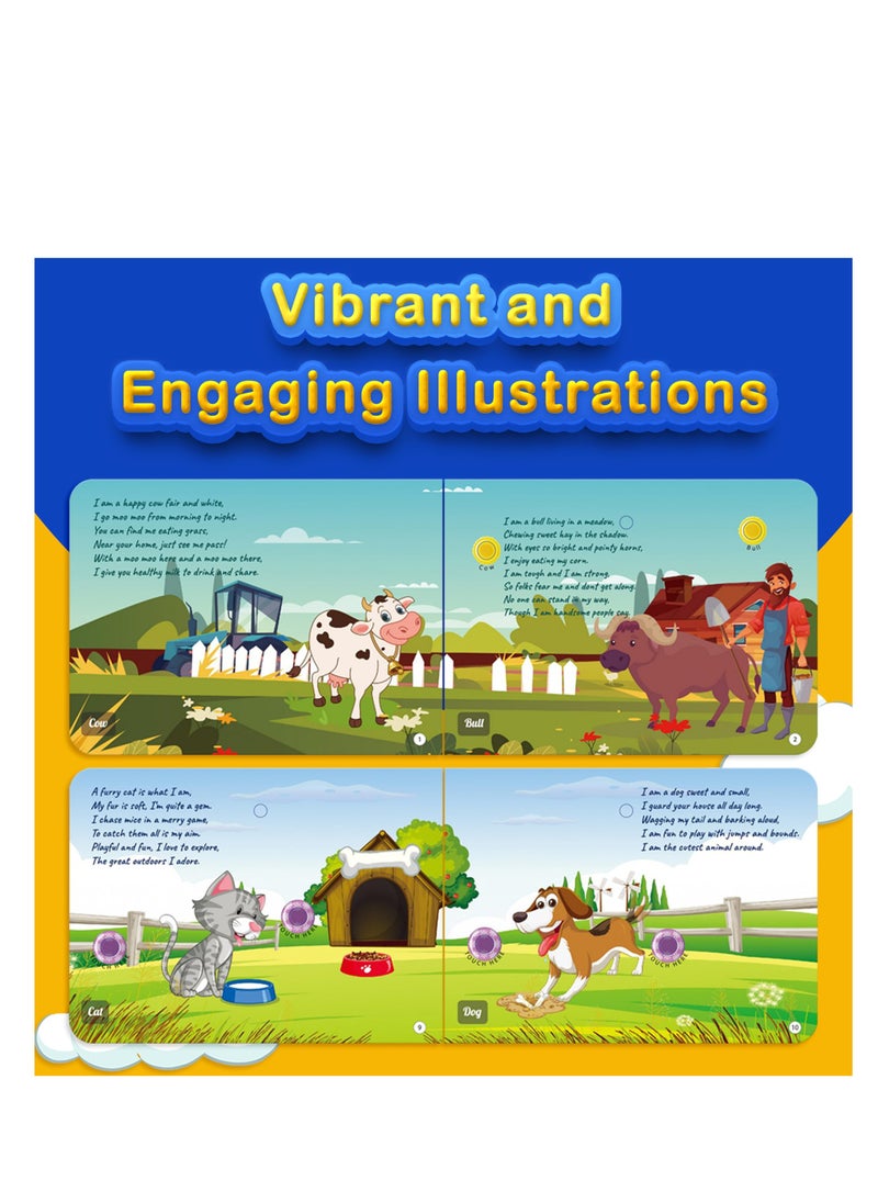 Kiddale Pack of 2 Musical Farm Animals Nursery Rhymes and Aquatic Animals Rhymes Sound Book for 1+ Year Old|Interactive Touch n Play Sound Book|Learning & Education for 1-3 Years Old|Sing Along Books  - Image 3