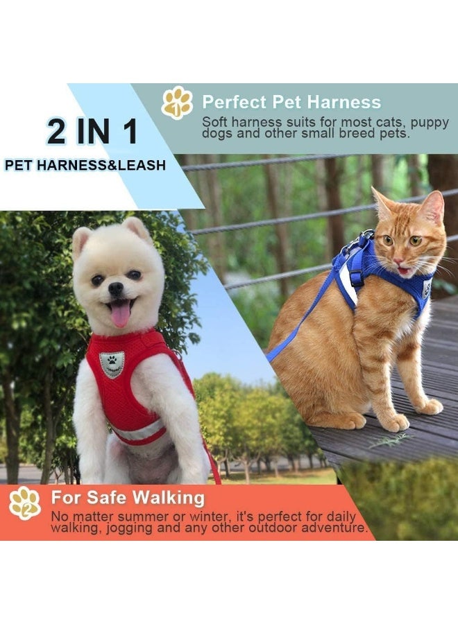 Mumoo Bear Comfort Step In Cat Harness Blue And Leash Set For Puppies Cats Kitty Escape Proof Pet Vest Harnesses For Small Animals Rabbitmousecats Under 9Lbs Medium, Blue - Image 4