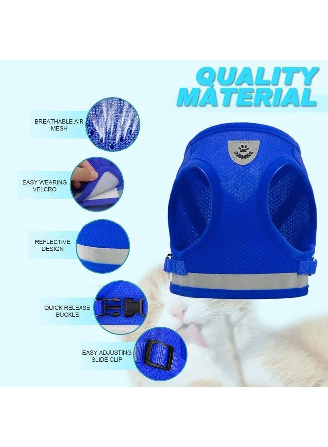 Mumoo Bear Comfort Step In Cat Harness Blue And Leash Set For Puppies Cats Kitty Escape Proof Pet Vest Harnesses For Small Animals Rabbitmousecats Under 9Lbs Medium, Blue - Image 2