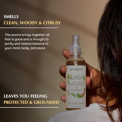 Aromafume White Sage & Palo Santo Smudge Spray 100ml/3.3 oz | Sage Spray for Cleansing Negative Energy & Protection | Non-Toxic | Room Spray for Spiritual Cleansing, Smokeless Sage Smudging - Image 4