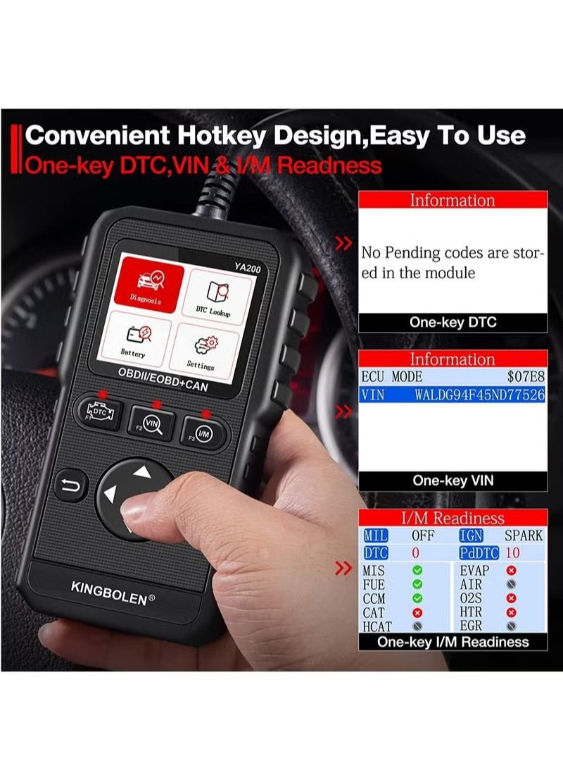 kingbolen جهاز فحص المحرك KINGBOLEN YA200 OBD2، قارئ أكواد OBD2 للسيارة - Image 5