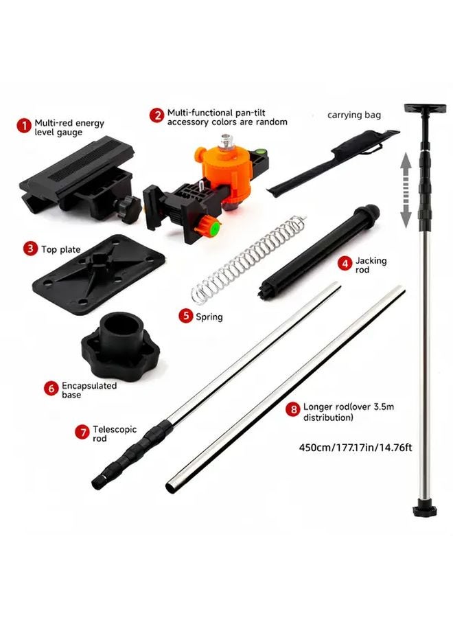 Heavy Duty Telescopic Laser Level Rod 350 cm Adjustable Top Plate Non Slip Foot Pedal - Image 3