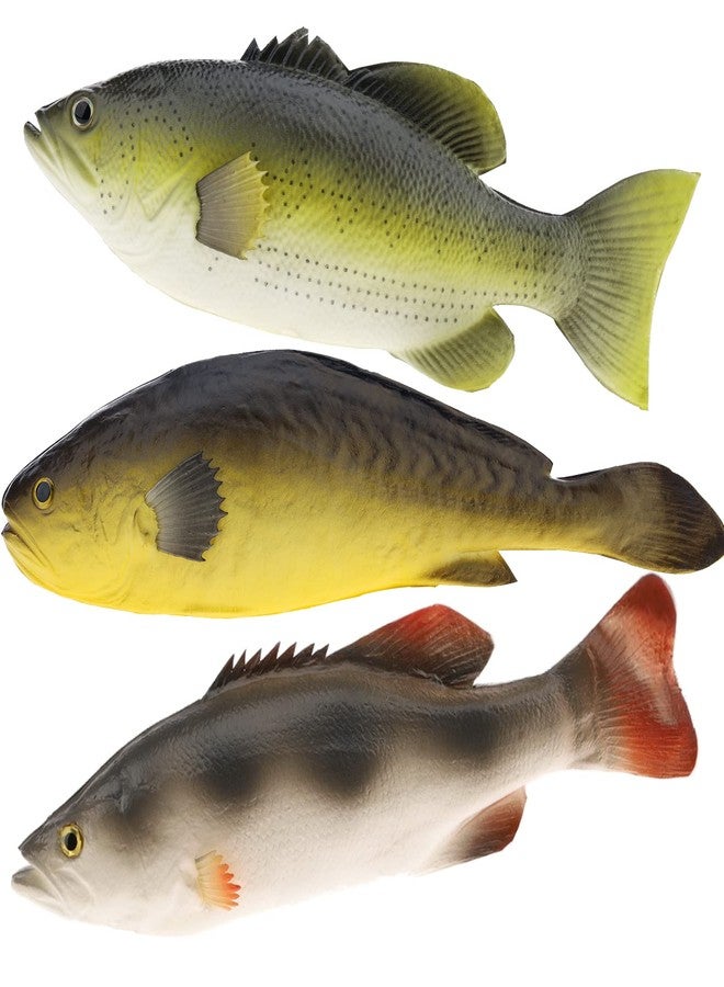 Gresorth 3 PCS Artificial Fish Model Fake Sea Creatures Decoration Lifelike Simulation Food Toy Model Realistic Striped Bass Ornament Home Kitchen Garden Hanging Display Photography Prop - Image 1