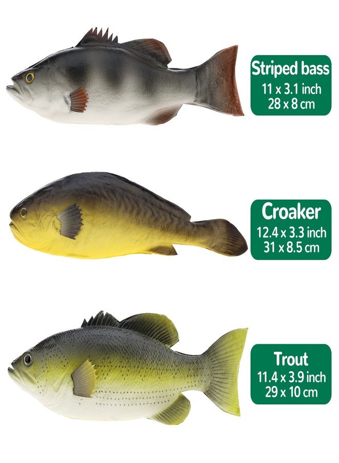 Gresorth 3 PCS Artificial Fish Model Fake Sea Creatures Decoration Lifelike Simulation Food Toy Model Realistic Striped Bass Ornament Home Kitchen Garden Hanging Display Photography Prop - Image 2