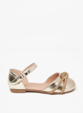 Girls Embellished Flat Sandals with Hook and Loop Closure