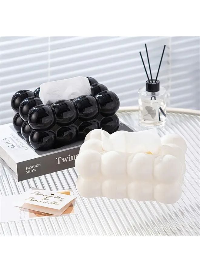 Black Glossy Square Tissue Box Holder With Dome Lid For Bathroom Hotel Home Office - Image 2