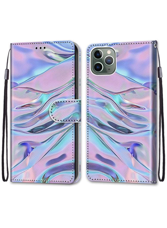 زبون جراب لهاتف iPhone 11 Pro Max، جراب جلدي من البولي يوريثان قابل للطي أفقيًا بتصميم متقاطع ملون مع حامل وفتحات للبطاقات ومحفظة وحبل - Image 2