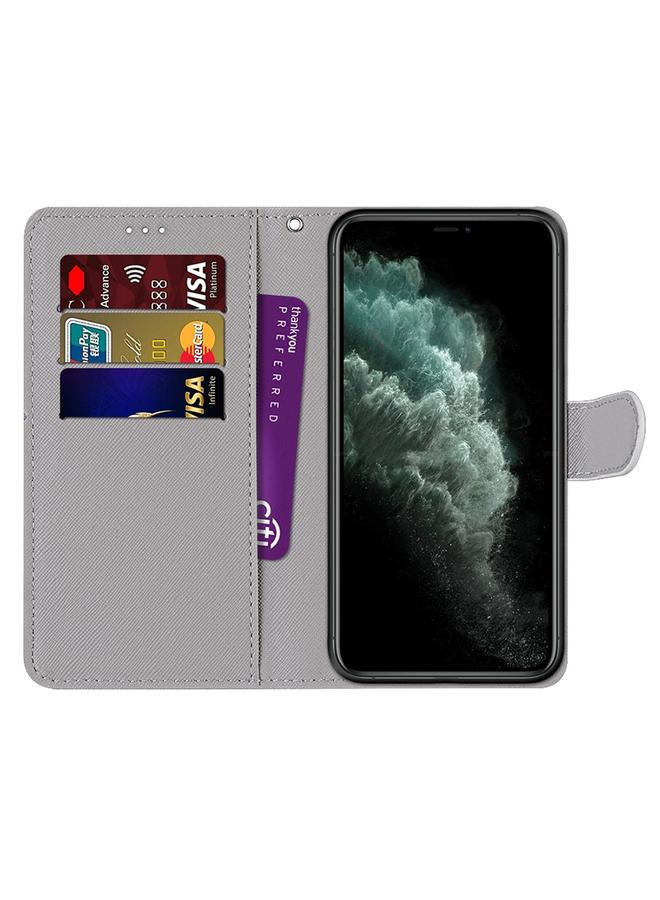 زبون جراب لهاتف iPhone 11 Pro Max، جراب جلدي من البولي يوريثان قابل للطي أفقيًا بتصميم متقاطع ملون مع حامل وفتحات للبطاقات ومحفظة وحبل - Image 3