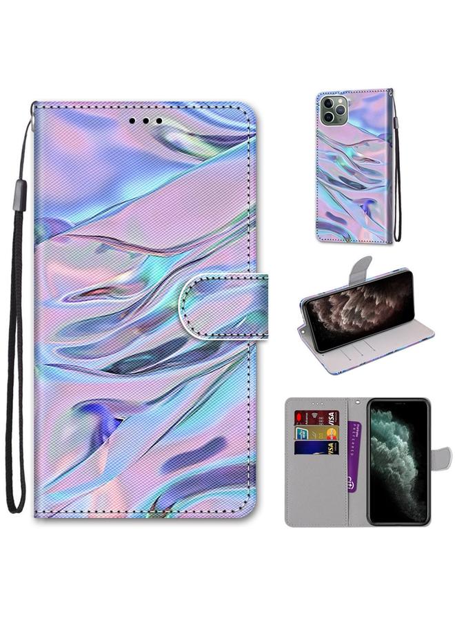 زبون جراب لهاتف iPhone 11 Pro Max، جراب جلدي من البولي يوريثان قابل للطي أفقيًا بتصميم متقاطع ملون مع حامل وفتحات للبطاقات ومحفظة وحبل - Image 1