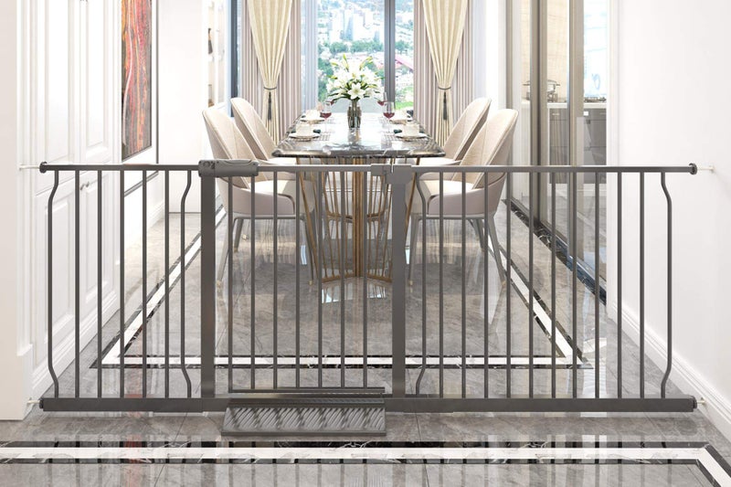 COSEND COSEND Extra Wide Baby Gate Tension Indoor Safety Gates Black Metal Large Pressure Mounted Pet Gate Walk Through Long Safety Dog Gate for The House Doorways Stairs 71657638182194CM Black 