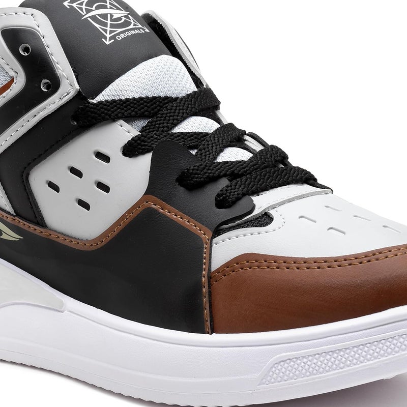 Asian Men's Black Tan Casual Sneakers for Boys - Image 4