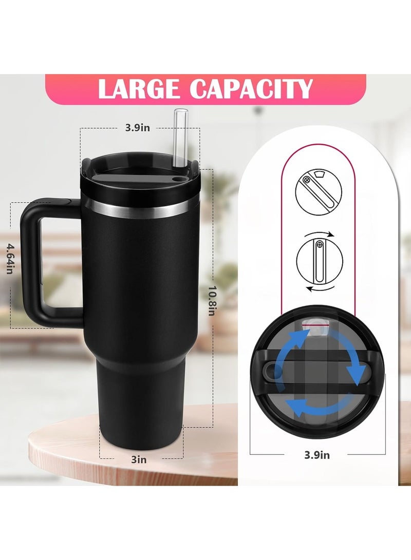 SYOSI Quencher H2.0 FlowState 40 oz Stainless Steel Vacuum Insulated Tumbler Black with Lid and Straw for Water Iced Tea or Coffee Smoothies and More,Stainless Insulated Cup Car Cup and Accessories - Image 4