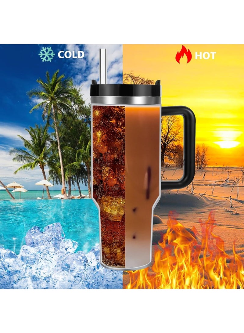 SYOSI Quencher H2.0 FlowState 40 oz Stainless Steel Vacuum Insulated Tumbler Black with Lid and Straw for Water Iced Tea or Coffee Smoothies and More,Stainless Insulated Cup Car Cup and Accessories - Image 5