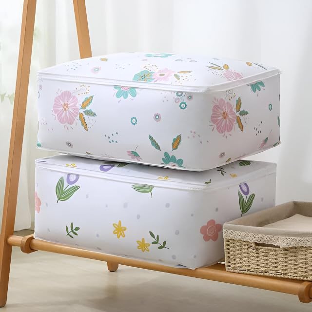 Brillwist Brillwist Quilt Storage Bags Large Size Storage Organizer for Storing Blankets Clothes Coats Jackets Pillows Moisture Proof Dust Proof Mildew Proof Waterproof Multi Print Pack of 5  - Image 3