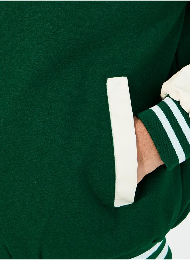 Varsity Bomber Jacket with Multi Badge Detail