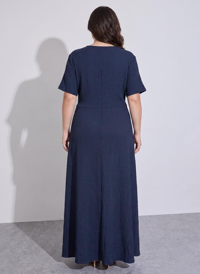 Styli Textured Knit Wrap Maxi Dress - Image 4