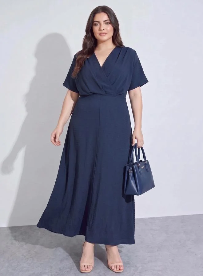 Textured Knit Wrap Maxi Dress