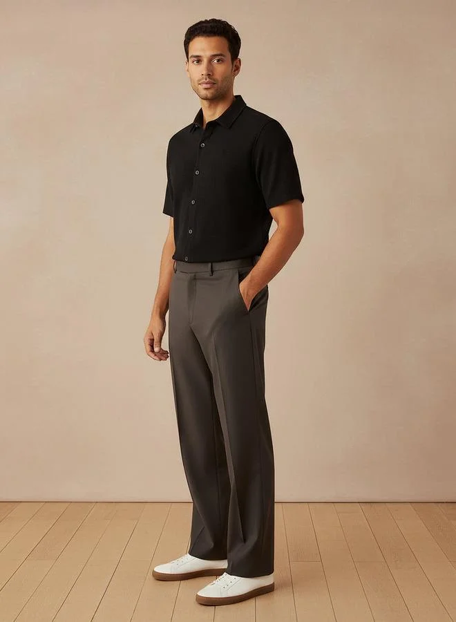 Splash FAV Men Slim Fit Textured Short Sleeves Shirt