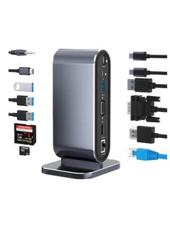 USB C Docking Station USB C Hub Dock Laptop Display Docking Station Universal Port with 4K HDMI Monitor,100W PD,Ethernet,VGA,Audio,SD/TF,USB 3.0 Adapter for Windows Mac Computer