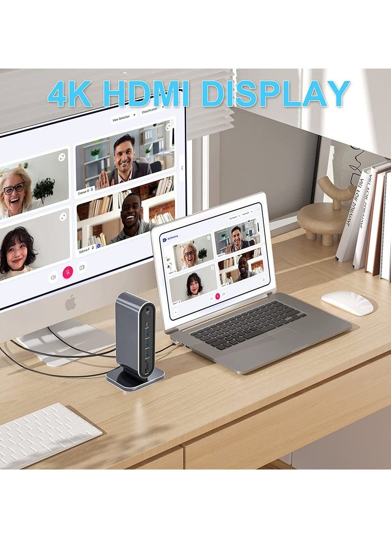 Generic - USB C Docking Station USB C Hub Dock Laptop Display Docking Station Universal Port with 4K HDMI Monitor,100W PD,Ethernet,VGA,Audio,SD/TF,USB 3.0 Adapter for Windows Mac Computer - Image 1