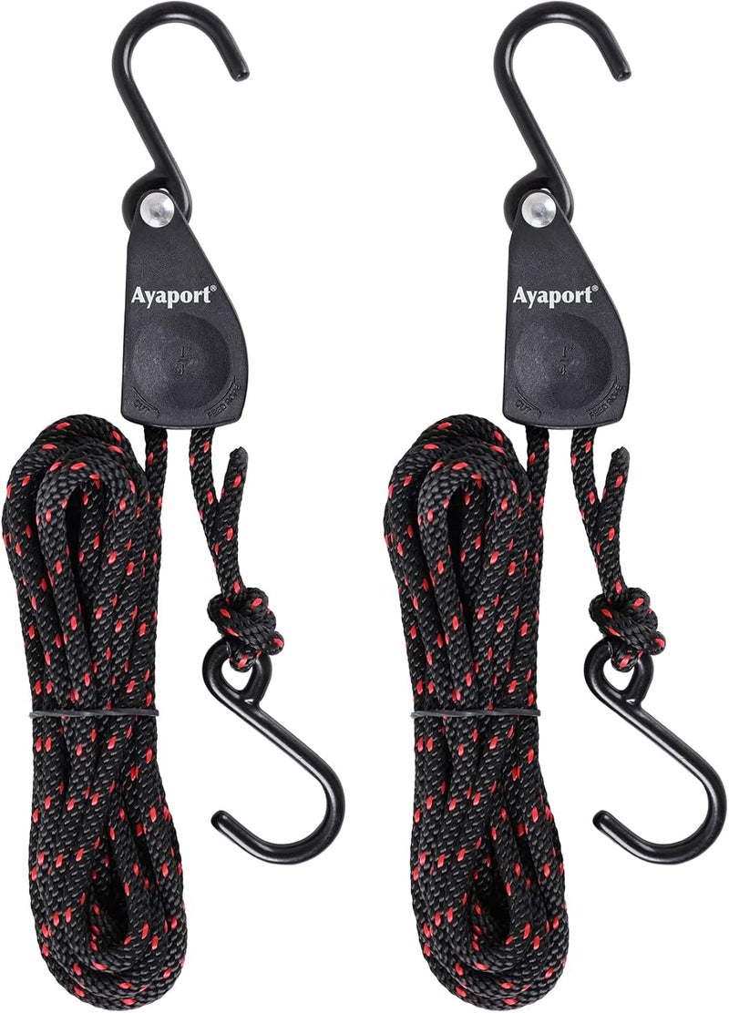 Ayaport Kayak Rope Tie Down 14ft Ratchet Straps Bow and Stern Ratcheting Tie Downs Rope Hanger Kayak and Canoe Accessories - Image 1