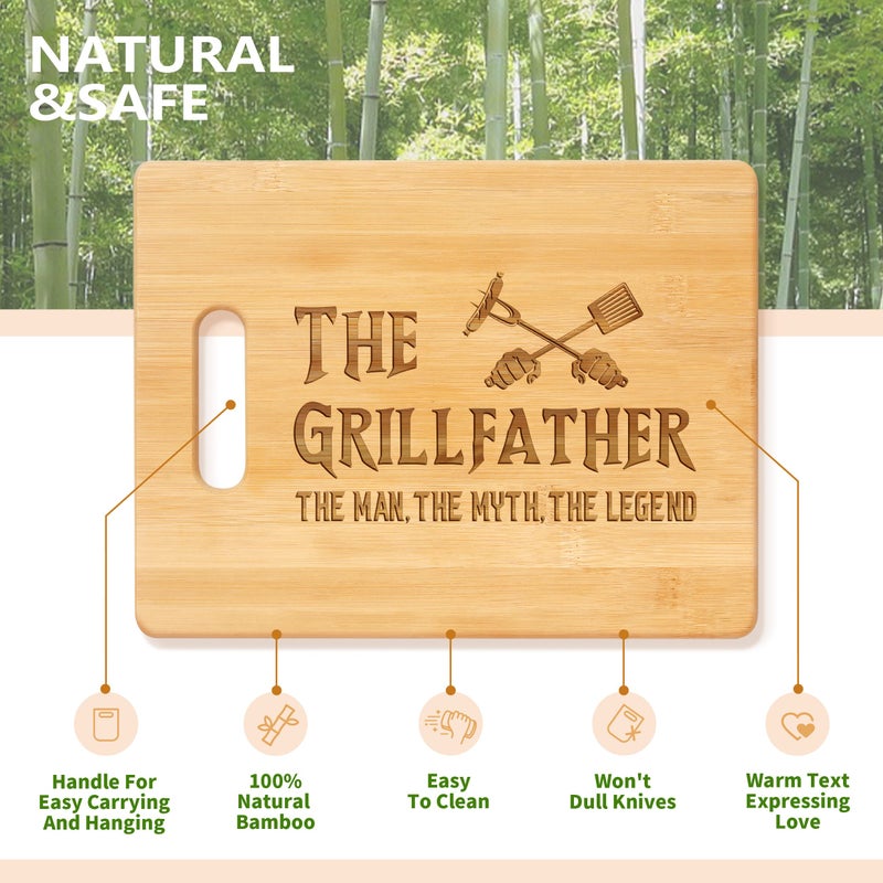 Pandasch Dad Birthday Gifts, Unique Dad Gifts from Daughter Son Kids, Father Birthday Present, Best Dad Ever Gift, Engraved Bamboo Cutting Board -The Grillfather, The Man, The Myth - Image 4