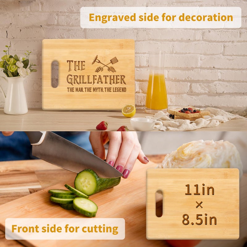 Pandasch Dad Birthday Gifts, Unique Dad Gifts from Daughter Son Kids, Father Birthday Present, Best Dad Ever Gift, Engraved Bamboo Cutting Board -The Grillfather, The Man, The Myth - Image 5