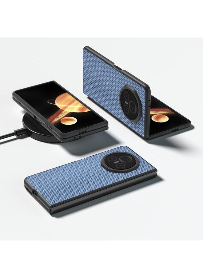 The Bros Phone Case For Honor Magic V3 Black Frame Carbon Fiber Texture PU Phone Phone Case  - Image 2