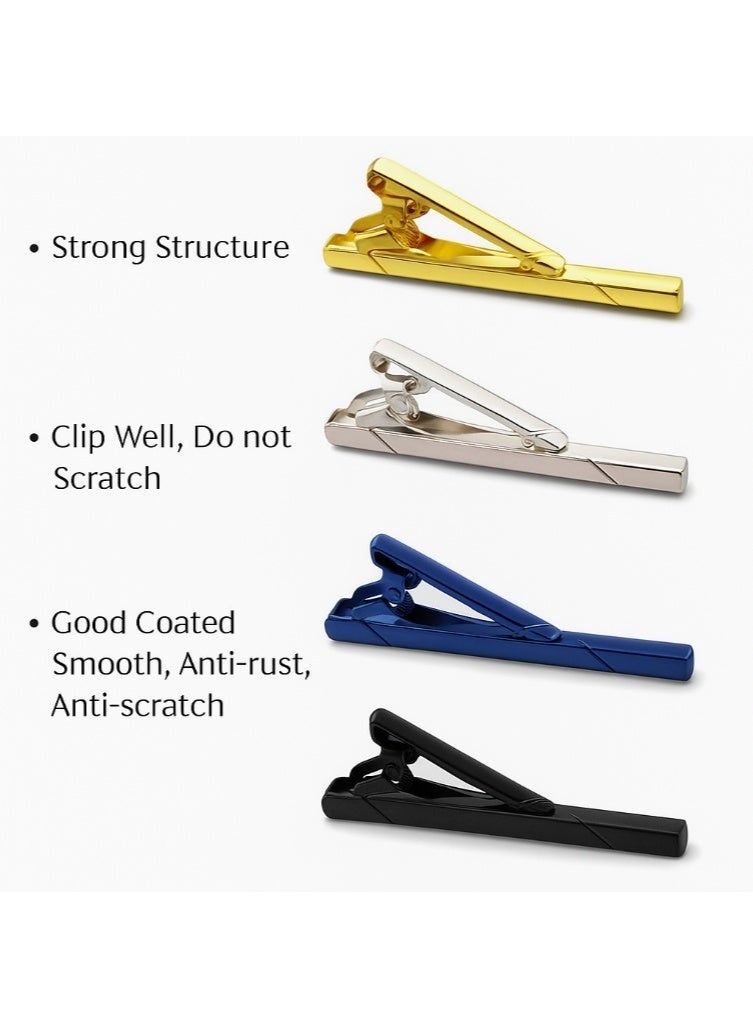 4 Piece Tie Clip Set for Men Formal Slim Metal Bar Holder with Gift Box - Image 5