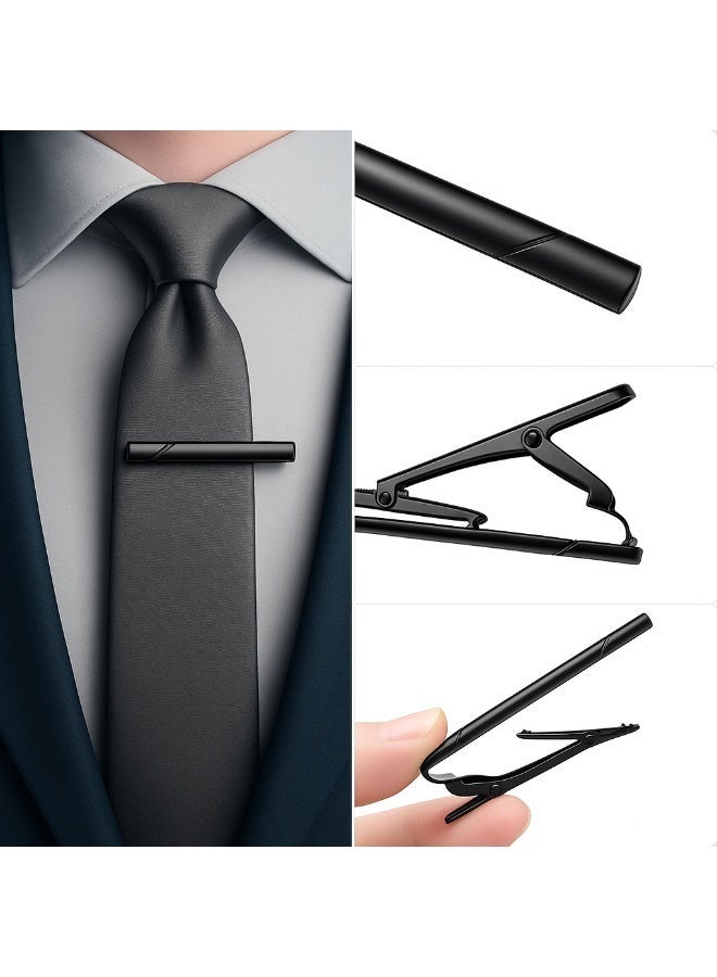 4 Piece Tie Clip Set for Men Formal Slim Metal Bar Holder with Gift Box - Image 4