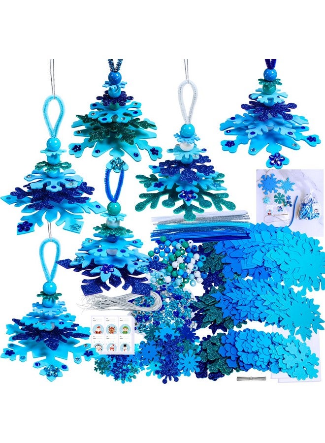 Winlyn 24 Sets Christmas Craft Kits Winter Crafts Diy 3D Snowflake Tree Ornaments Decorations Art Sets Foam Snowflake Christmas Arts And Crafts For Kids Holiday Classroom Art Activities Party Favors - Image 1