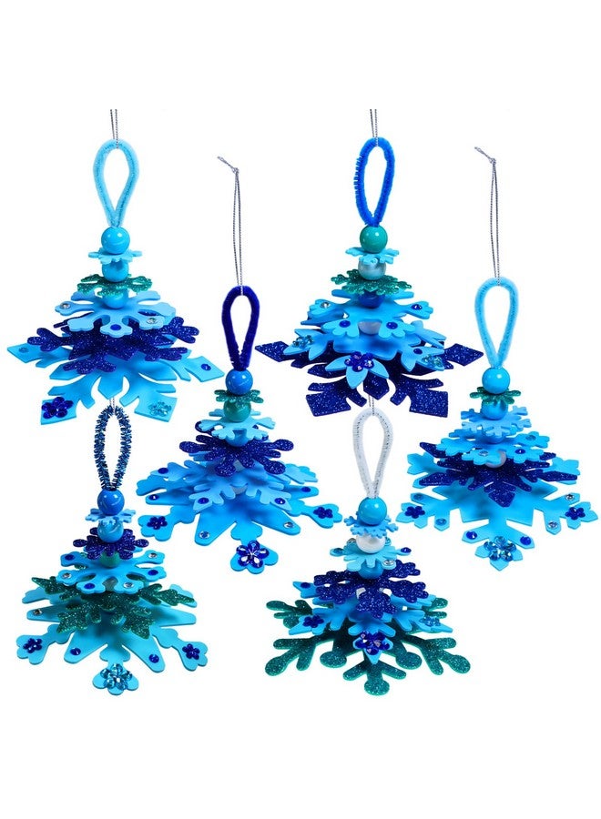 Winlyn 24 Sets Christmas Craft Kits Winter Crafts Diy 3D Snowflake Tree Ornaments Decorations Art Sets Foam Snowflake Christmas Arts And Crafts For Kids Holiday Classroom Art Activities Party Favors - Image 5