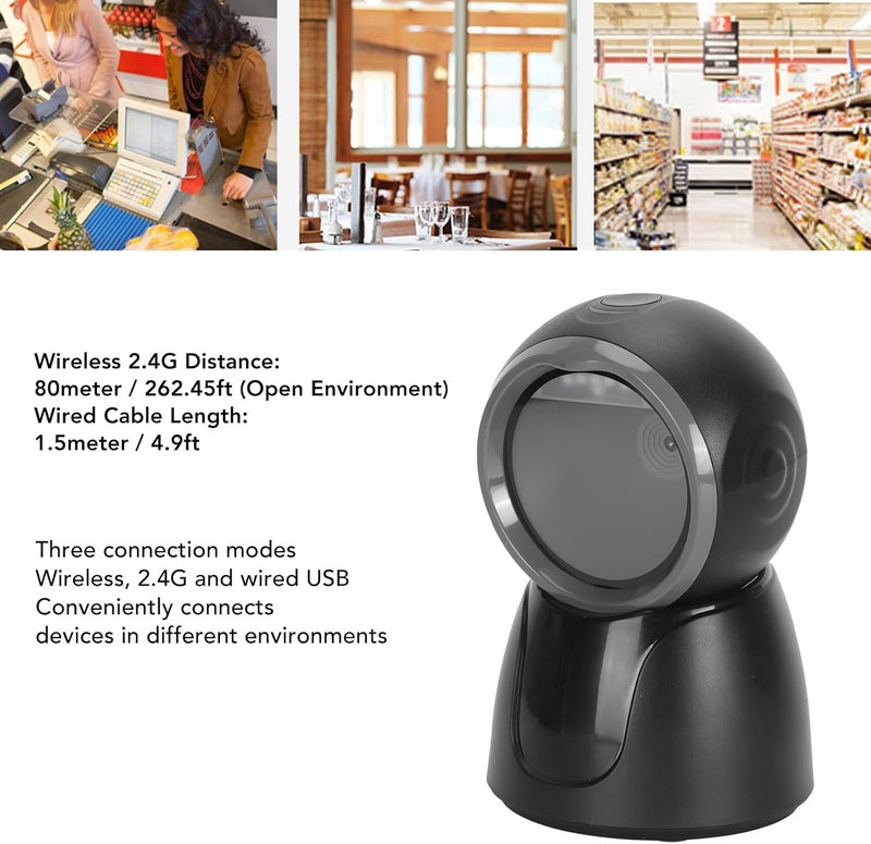 Directional 1D 2D QR Desktop Barcode Scanner Efficiently Scans at 120 FramesSec for Supermarkets, Retail Stores, Banks | Wireless BluetoothWired USB Scanner - Image 5