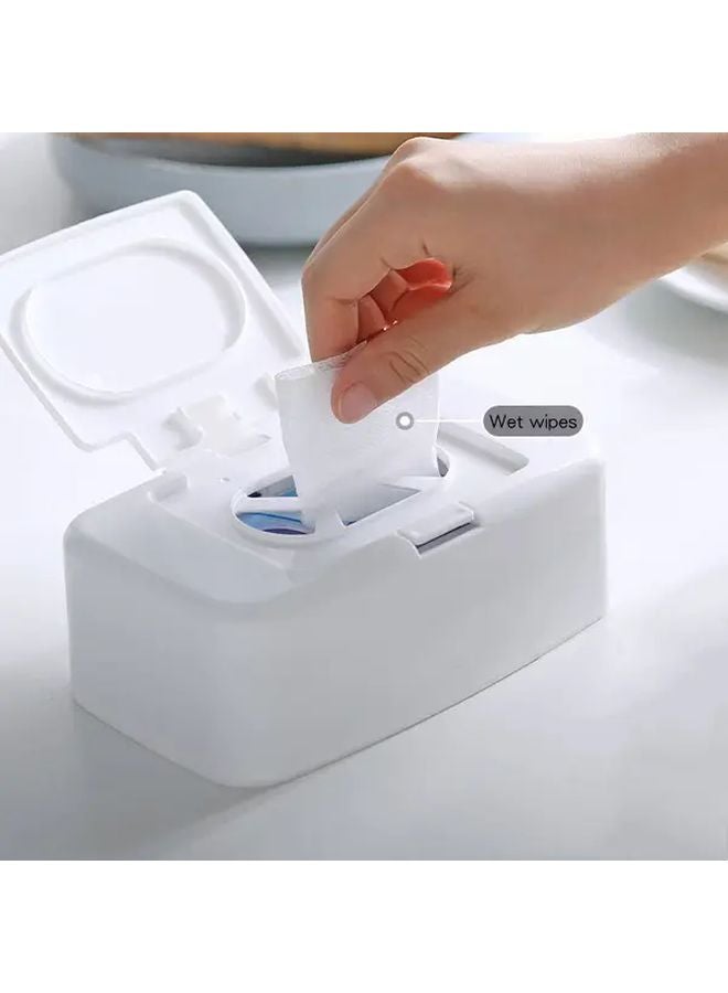 White Square Plastic Wet Wipe Dispenser with Lid Portable Tissue Holder for Car Home Office Desk - Image 5