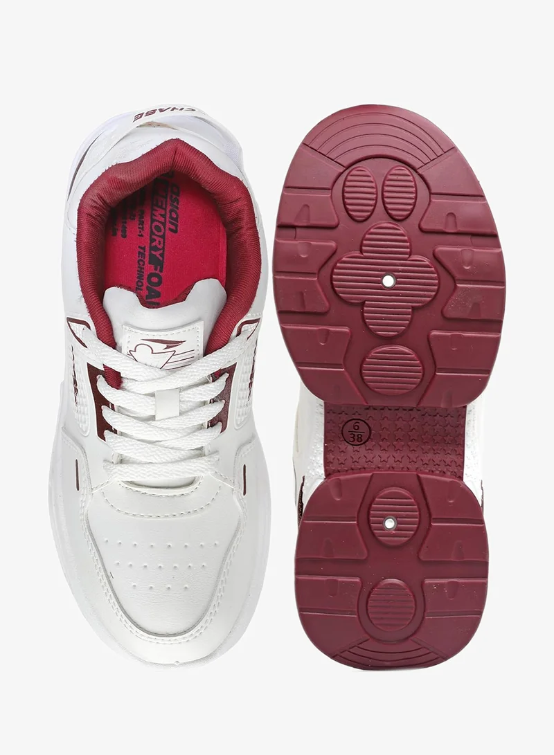 Asian  Lightweight Offwhite and Maroon Sneakers for Women and Girls for Women | Best Price UAE
