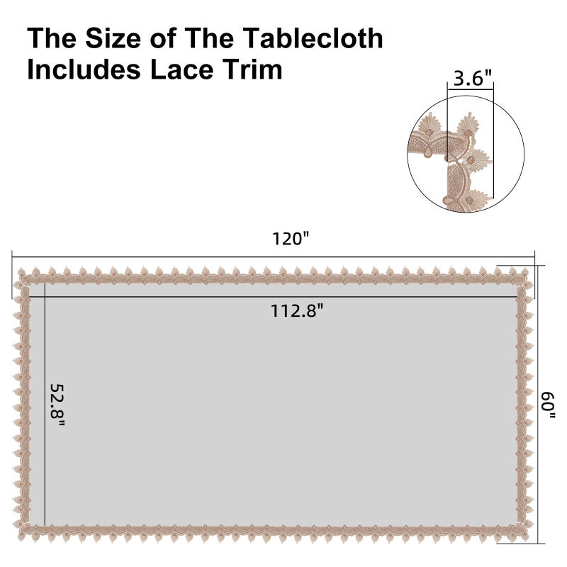 LIBERECOO Clear Vinyl Tablecloth with Stitched Loral Lace Trim, 60 x 120 Waterproof Oilproof Plastic Table Cover with Embroidered Edge Tablecloths Protector - Image 2