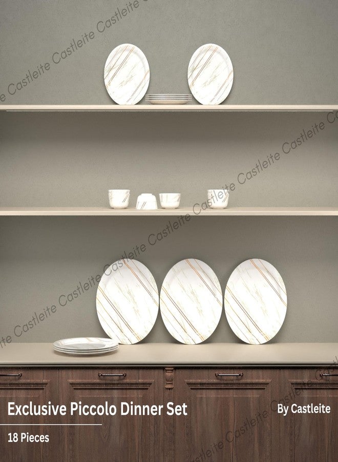 Castleite Piccolo 18 Pieces Melamine Dinner Set - Elegant, Break & Stain Resistant, Designer Crockery Dinnerware in Exclusive Edgy Square Shape for Your own Home Kitchen or Gifting (Rosin Cream) - Image 2