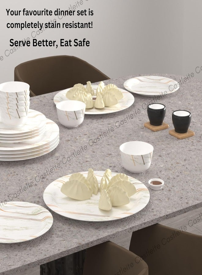 Castleite Piccolo 18 Pieces Melamine Dinner Set - Elegant, Break & Stain Resistant, Designer Crockery Dinnerware in Exclusive Edgy Square Shape for Your own Home Kitchen or Gifting (Rosin Cream) - Image 4