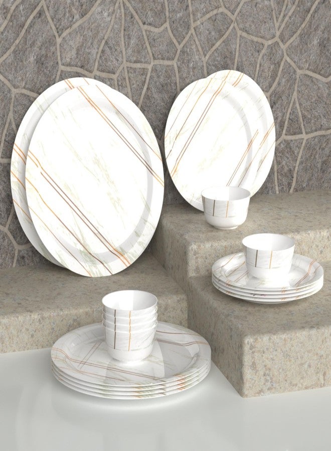 Castleite Piccolo 18 Pieces Melamine Dinner Set - Elegant, Break & Stain Resistant, Designer Crockery Dinnerware in Exclusive Edgy Square Shape for Your own Home Kitchen or Gifting (Rosin Cream) - Image 1