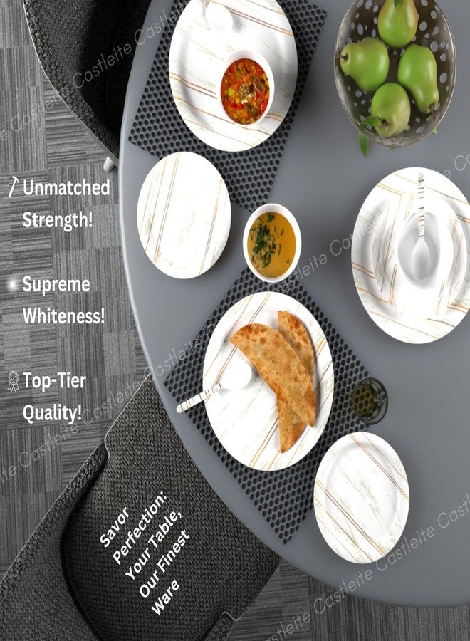 Castleite Piccolo 18 Pieces Melamine Dinner Set - Elegant, Break & Stain Resistant, Designer Crockery Dinnerware in Exclusive Edgy Square Shape for Your own Home Kitchen or Gifting (Rosin Cream) - Image 5