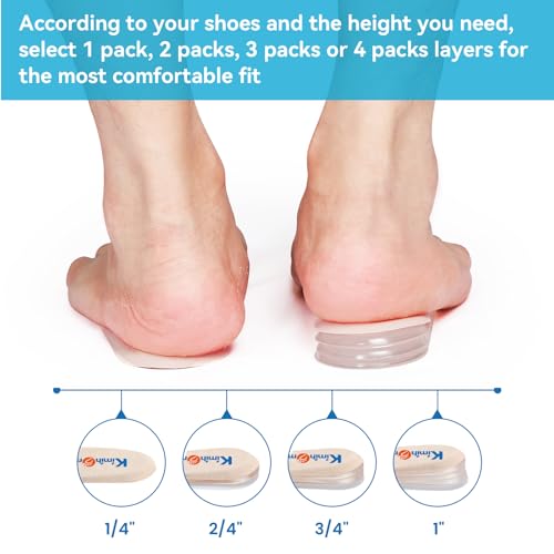 Kimihome Heel Lift Inserts for Women Shoes - Kimihome Adjustable Gel Shoe Heels Insert Wedge for Women Uneven Legs Leg Length Discrepancies (4 Layers,Size L) - Image 3