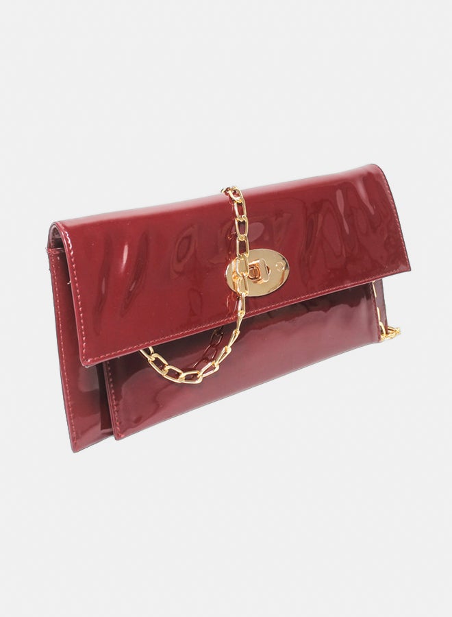 Glitter Women Bag with Cross Hand - Burgundy - Image 2
